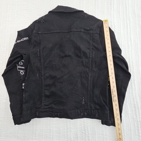 Hudson Outerwear Stretch Denim Jacket Men's Medium Black Long Sleeve Logos EUC - Picture 14 of 16